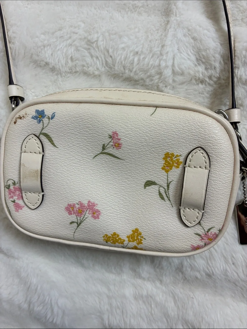 Coach Cream Floral Leather Crossbody Bag